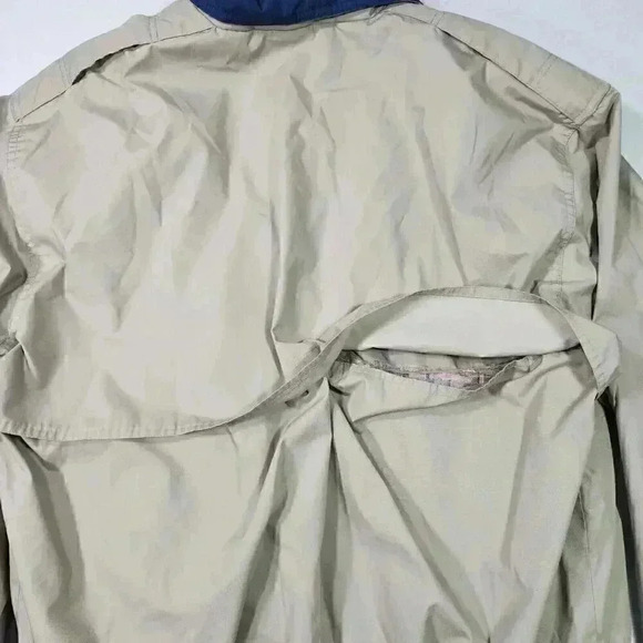 Members Only Mens Embroidered Logo Jacket Large Tan w/Plaid Lining Epaulets READ - Picture 10 of 16